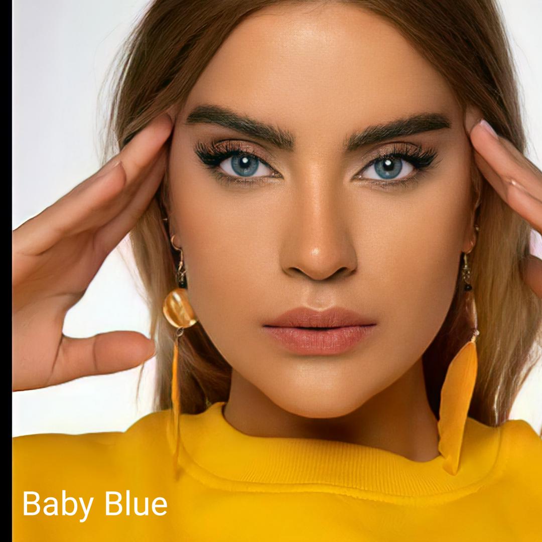  فروش لنز Baby Blue (آبی اقیانوسی بدون دور)  برند شیخ بهمراه قیمت امروز لنز رنگی  و قیمت امروز لنز طبی