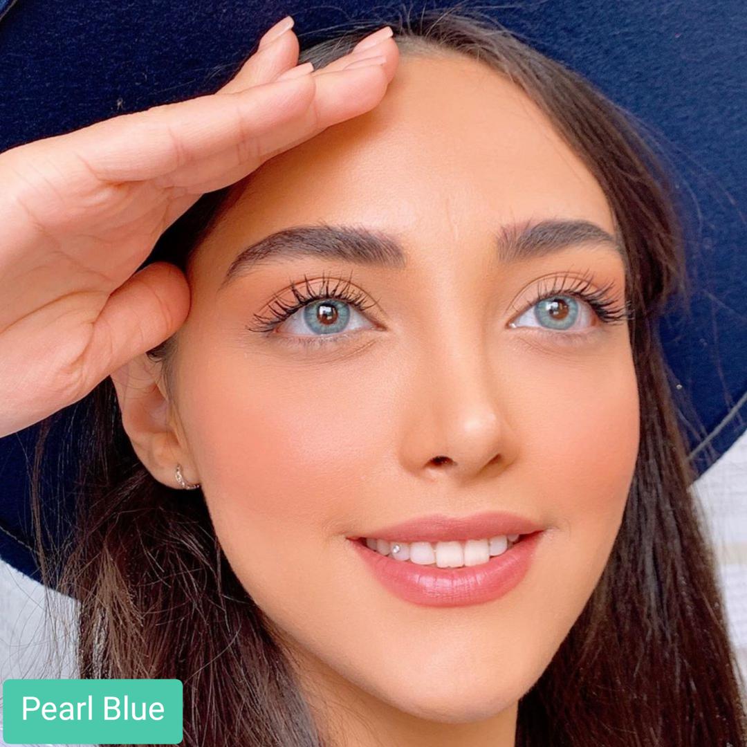 فروش لنز Pearl Blue (آبی طوسی بدون دور) برند کریستال  بهمراه قیمت امروز لنز رنگی و قیمت امروز لنز طبی