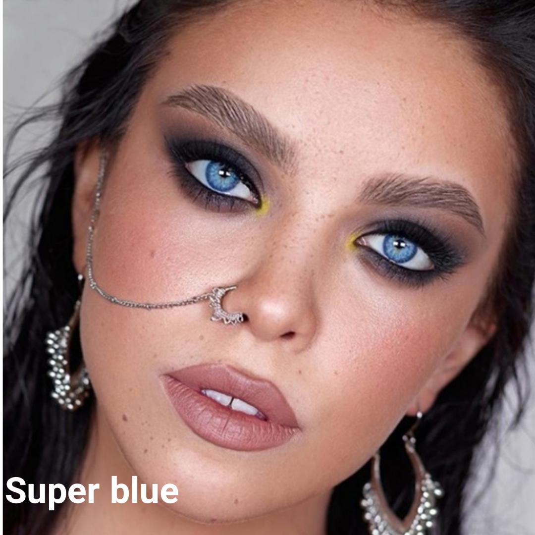Super Blue (آبی دوردار) برند ایلوژن بهمراه قیمت امروز لنز رنگی و قیمت امروز لنز طبی