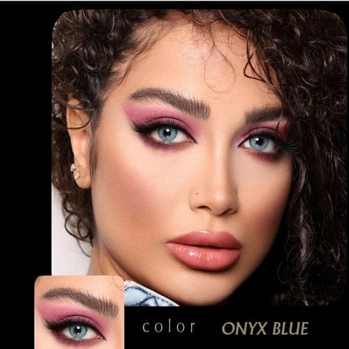 Onyx Blue(آبی دوردار) برند آیسکالر به همراه قیمت امروز لنز طبی و قیمت امروز لنز رنگی