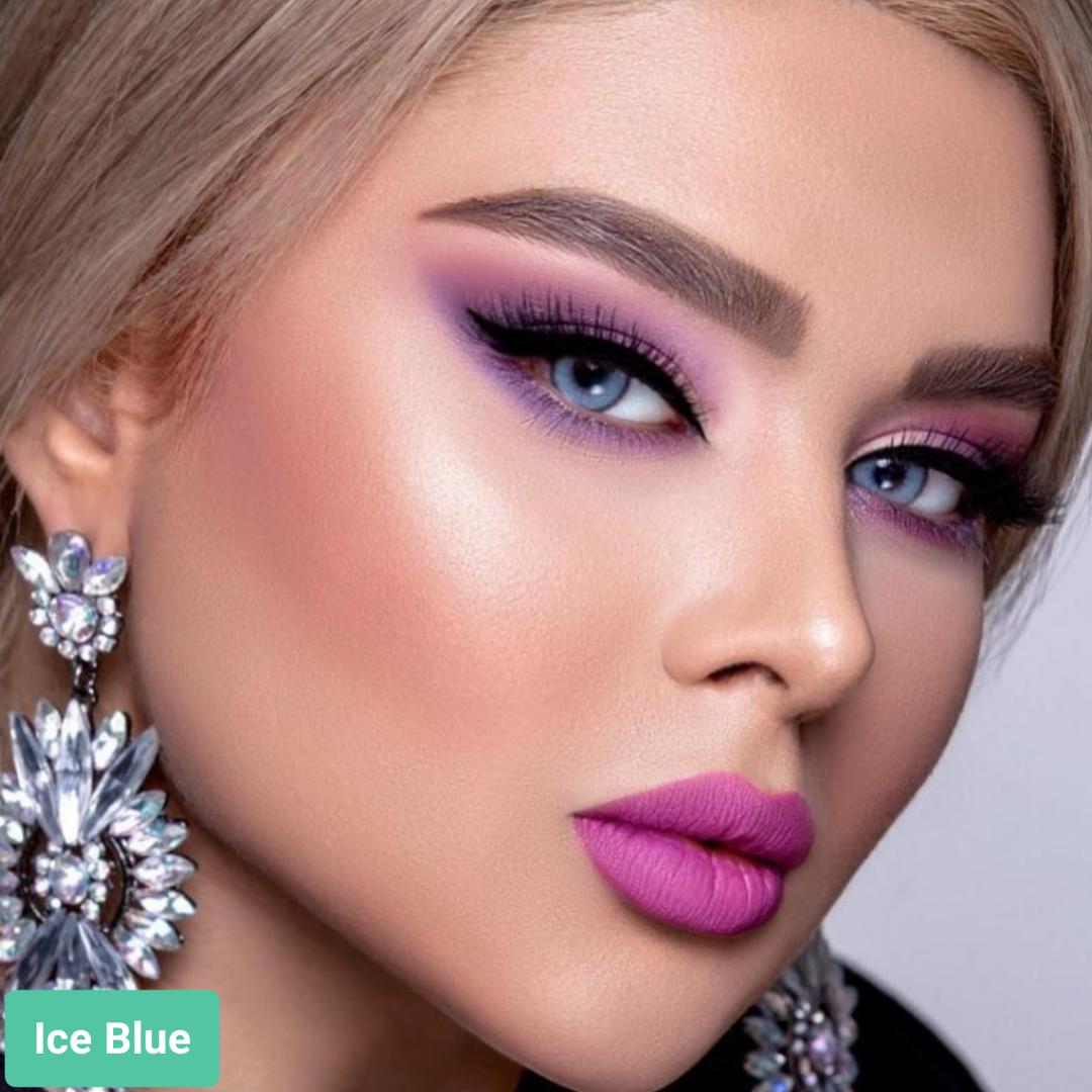 فروش لنز آیسی بلو(آبی طوسی دوردار) برندگلوریا بهمراه قیمت امروز لنز رنگی و قیمت امروز لنز طبی