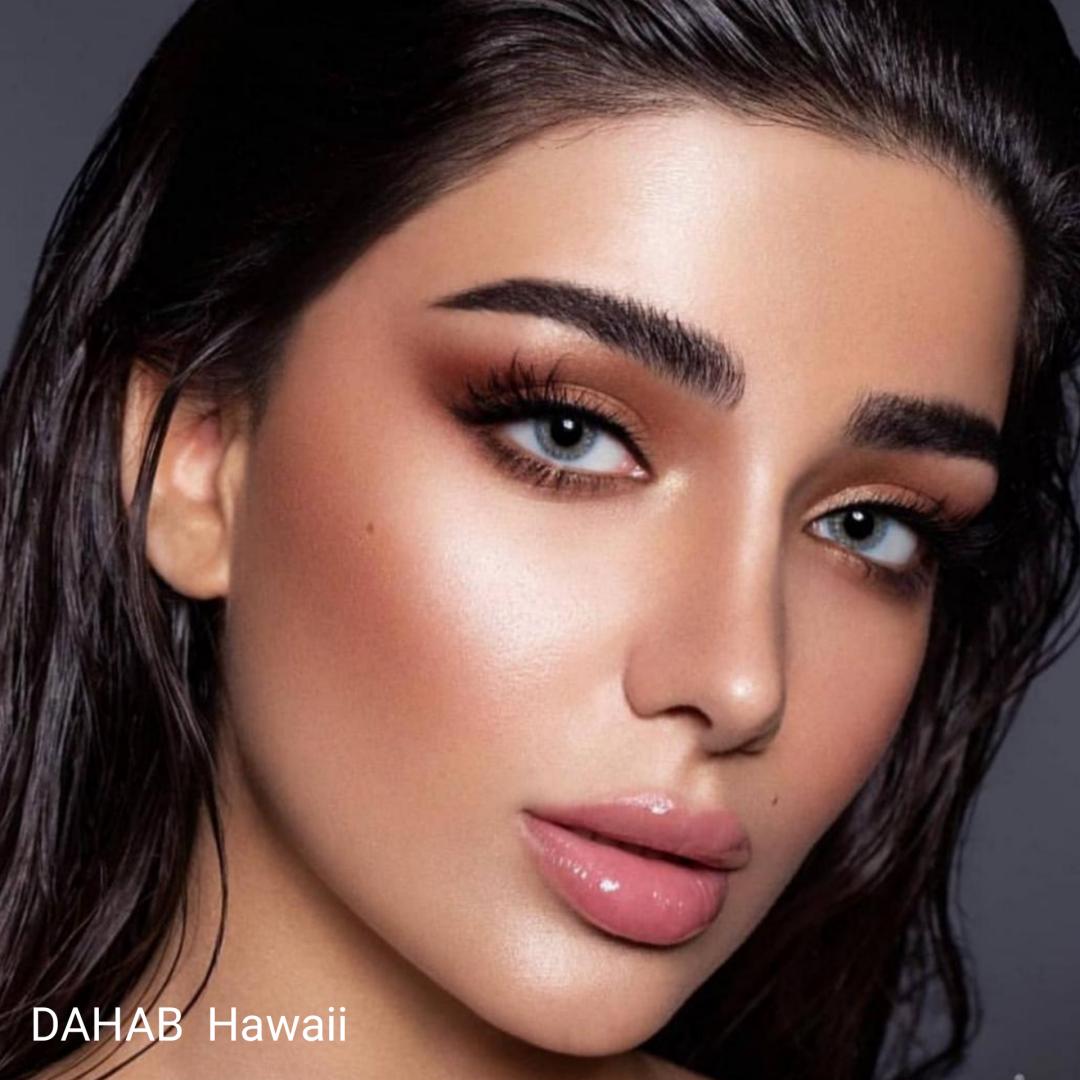  فروش لنز Hawaii (آبی سبز بدون دور)  برند دهب بهمراه قیمت امروز لنز رنگی  و قیمت امروز لنز طبی