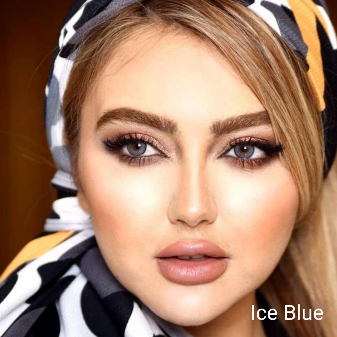  فروش لنزIce Blue (آبی بدون دور)  برند شیخ بهمراه قیمت امروز لنز رنگی  و قیمت امروز لنز طبی