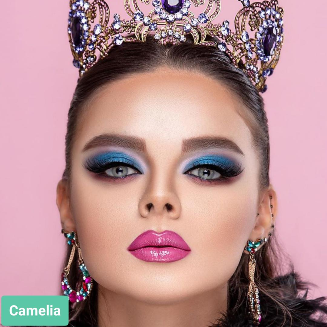  فروش لنز Camelia (طوسی ته مایه سبز بدون دور)  برند ترسا لاکچری بهمراه قیمت امروز لنز رنگی  و قیمت امروز لنز طبی 