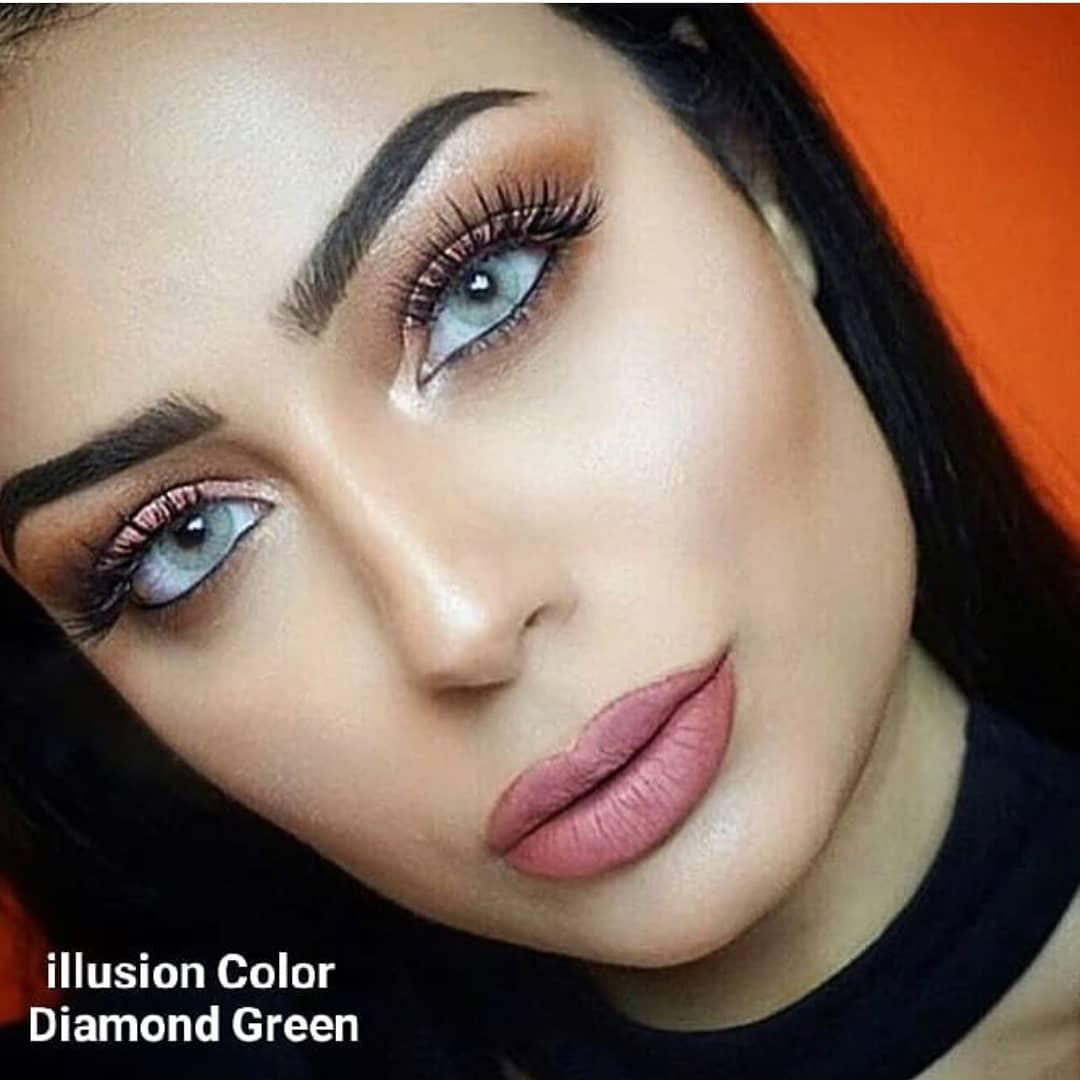  فروش لنز Diamond Green (طوسی سبز بدون دور)   برند ایلوژن بهمراه قیمت امروز لنز رنگی  و قیمت امروز لنز طبی 