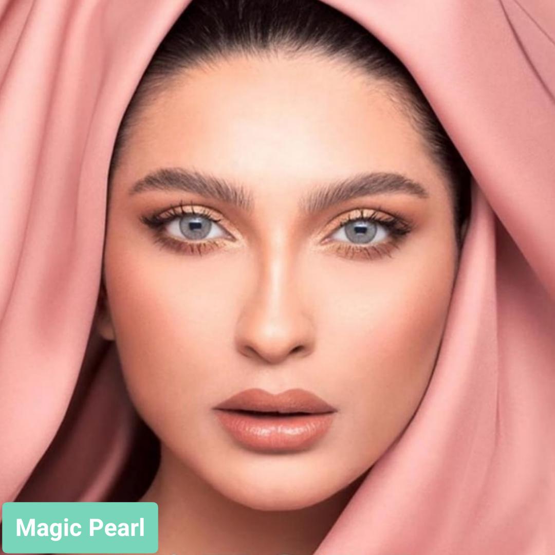  فروش لنز Magic Pearl (سبز طوسی دورمحو)  برند لازرد بهمراه قیمت امروز لنز رنگی  و قیمت امروز لنز طبی