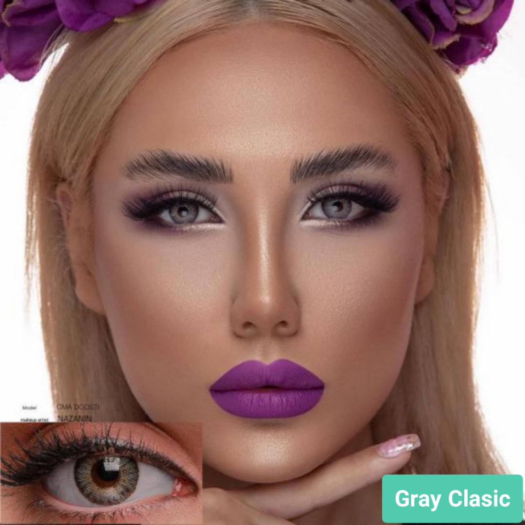 فروش لنز Gray Classic (طوسی عسلی دوردار)  برند جمستون لاکچری  بهمراه قیمت امروز لنز رنگی و قیمت امروز لنز طبی