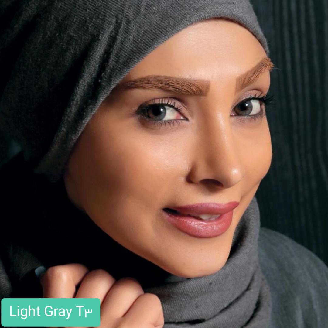 فروش لنز Light Gray T3(طوسی عسلی) برند الگانس بهمراه قیمت امروز لنز رنگی و قیمت امروز لنز طبی