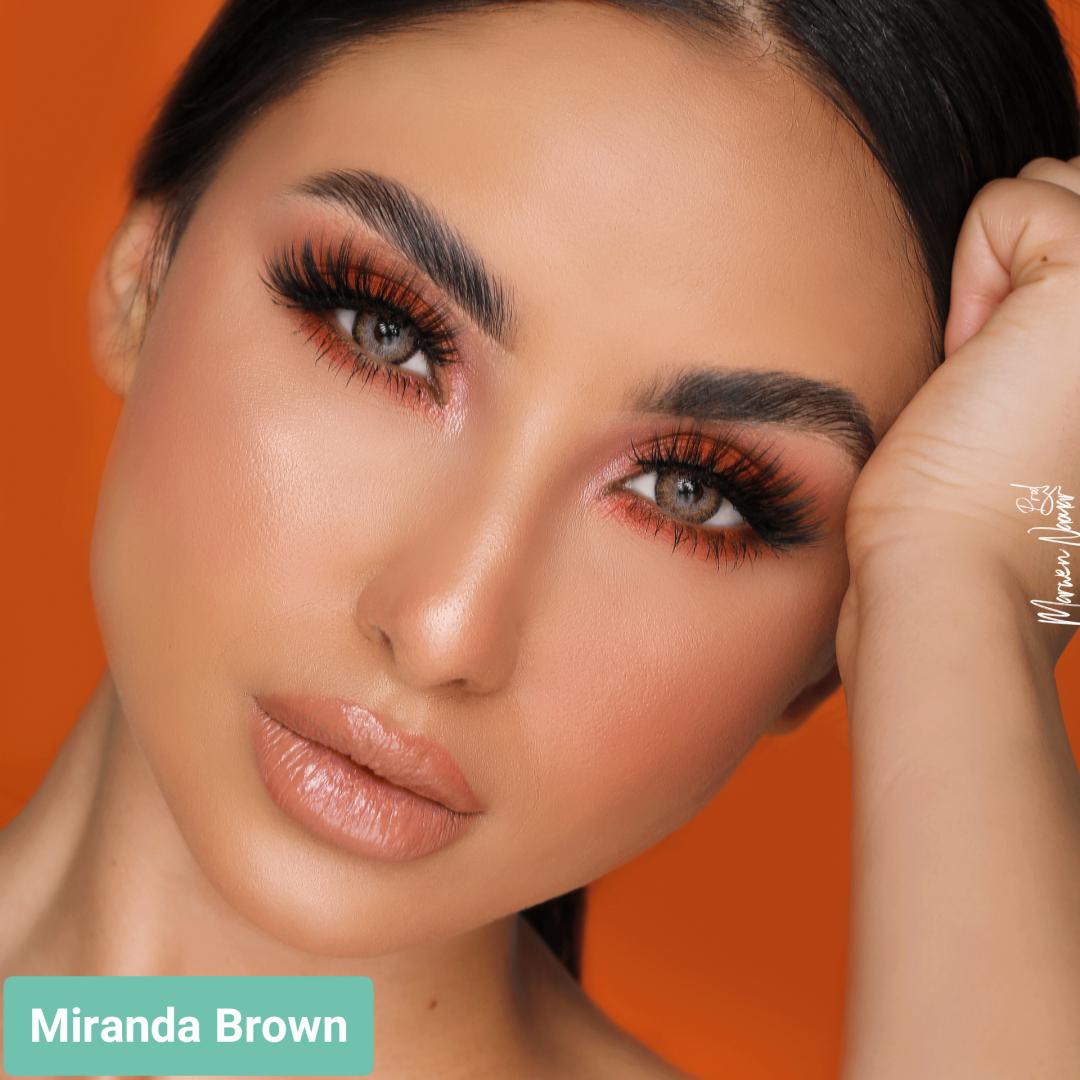  فروش لنز Miranda Brown (عسلی خاکی دوردار)  برند هیپنوس بهمراه قیمت امروز لنز رنگی  و قیمت امروز لنز طبی