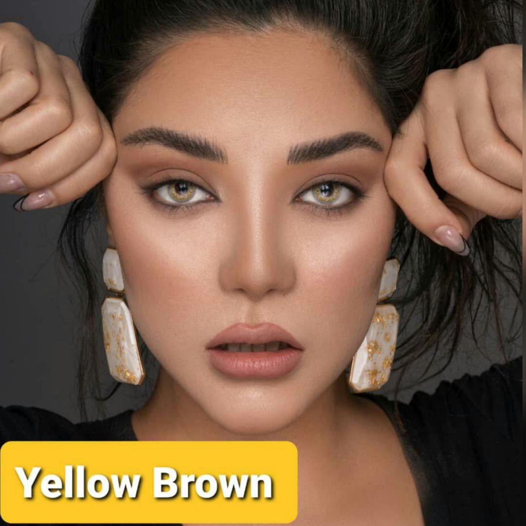 فروش لنز Yellow Brown (طلایی)  برند پلی ویو بهمراه قیمت امروز لنز رنگی و قیمت امروز لنز طبی