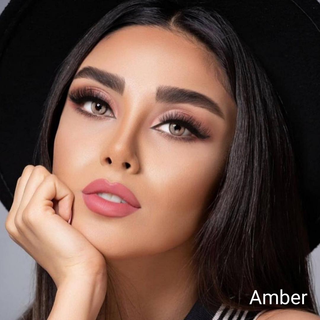 فروش لنزAmber (عسلی ته مایه سبز دوردار)  برند شیخ بهمراه قیمت امروز لنز رنگی  و قیمت امروز لنز طبی
